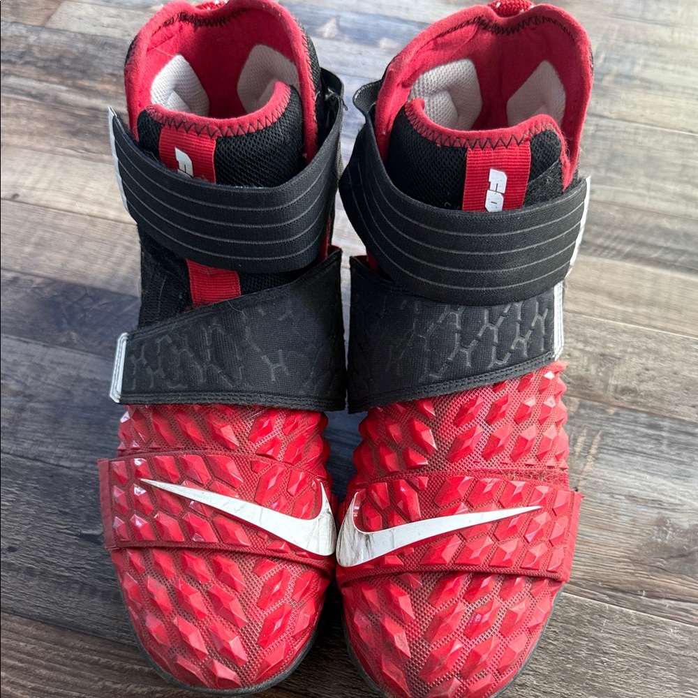 Nike Red and Black Mens/Teens  High-Top Football Cleats